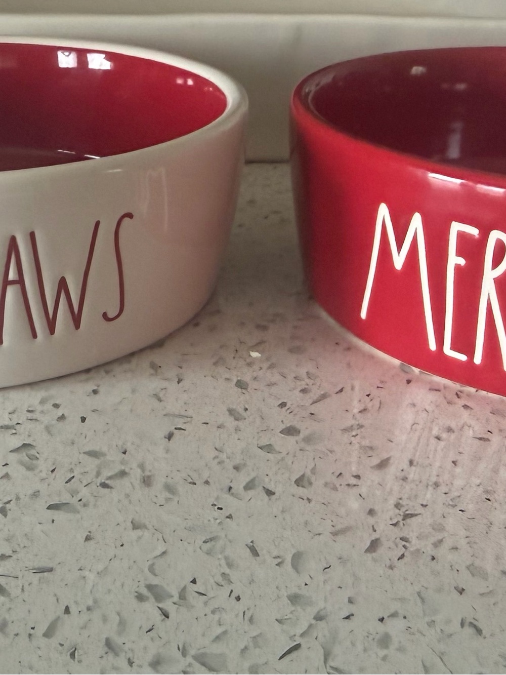 Rae Dunn New Holiday Pet Bowls Set - Red and White